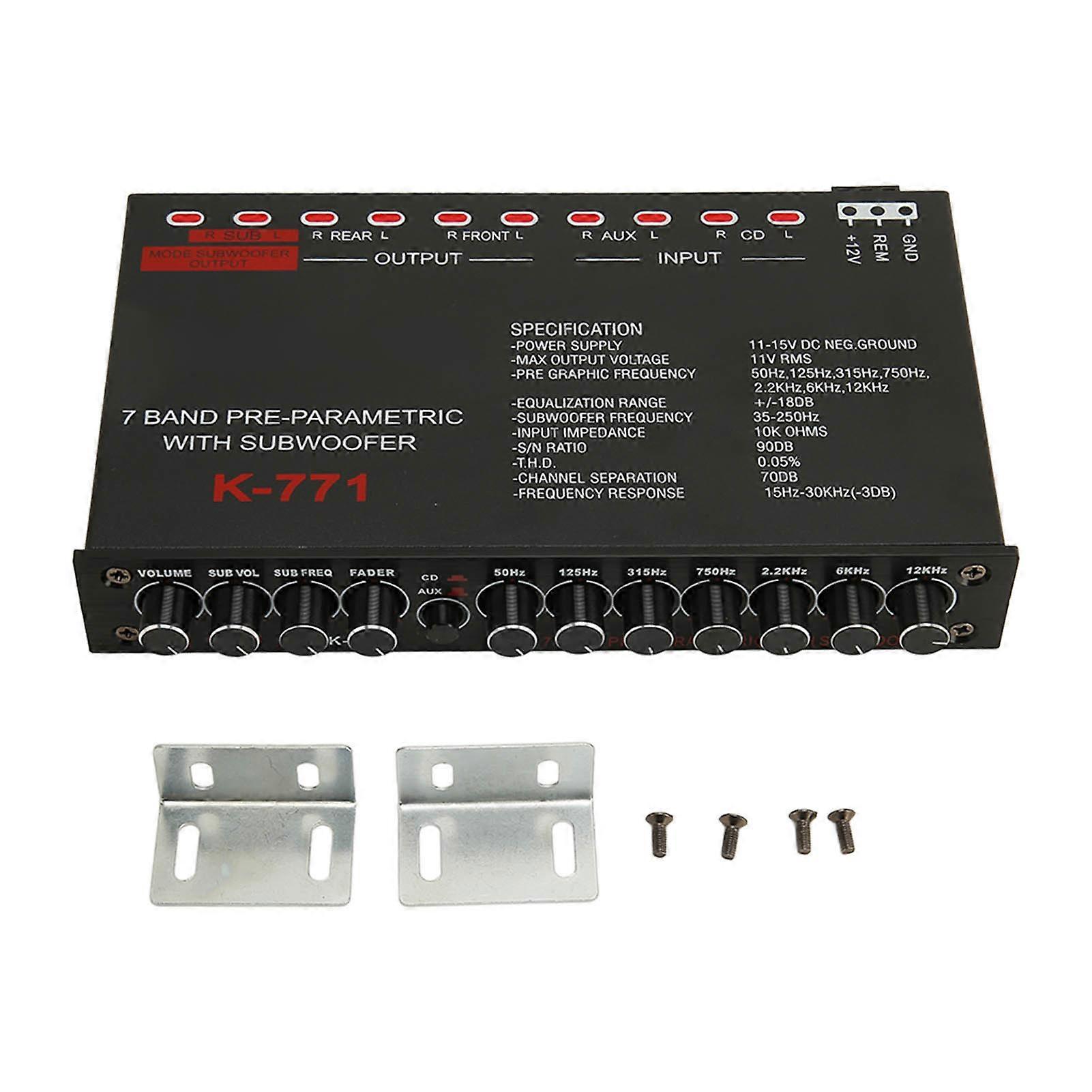 7 Band o Graphic Equalizer with CD AUX Input Selector Switch for Boat RV RTV Motorcycle Car Stereo Control