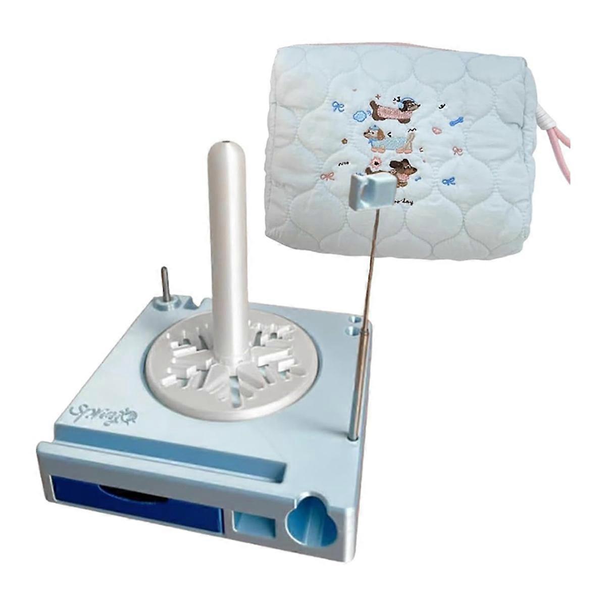 Shiny Multi-Functional Yarn Spool Box - Organizer for Knitting and Crochet, Ideal for Crafting with Crochet Blue