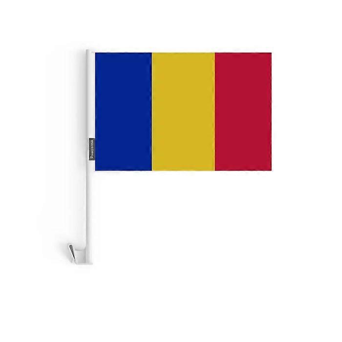 Romania Car Flag – 14 x 21 cm – Polyester Fabric – Window Attachment – 10 pieces