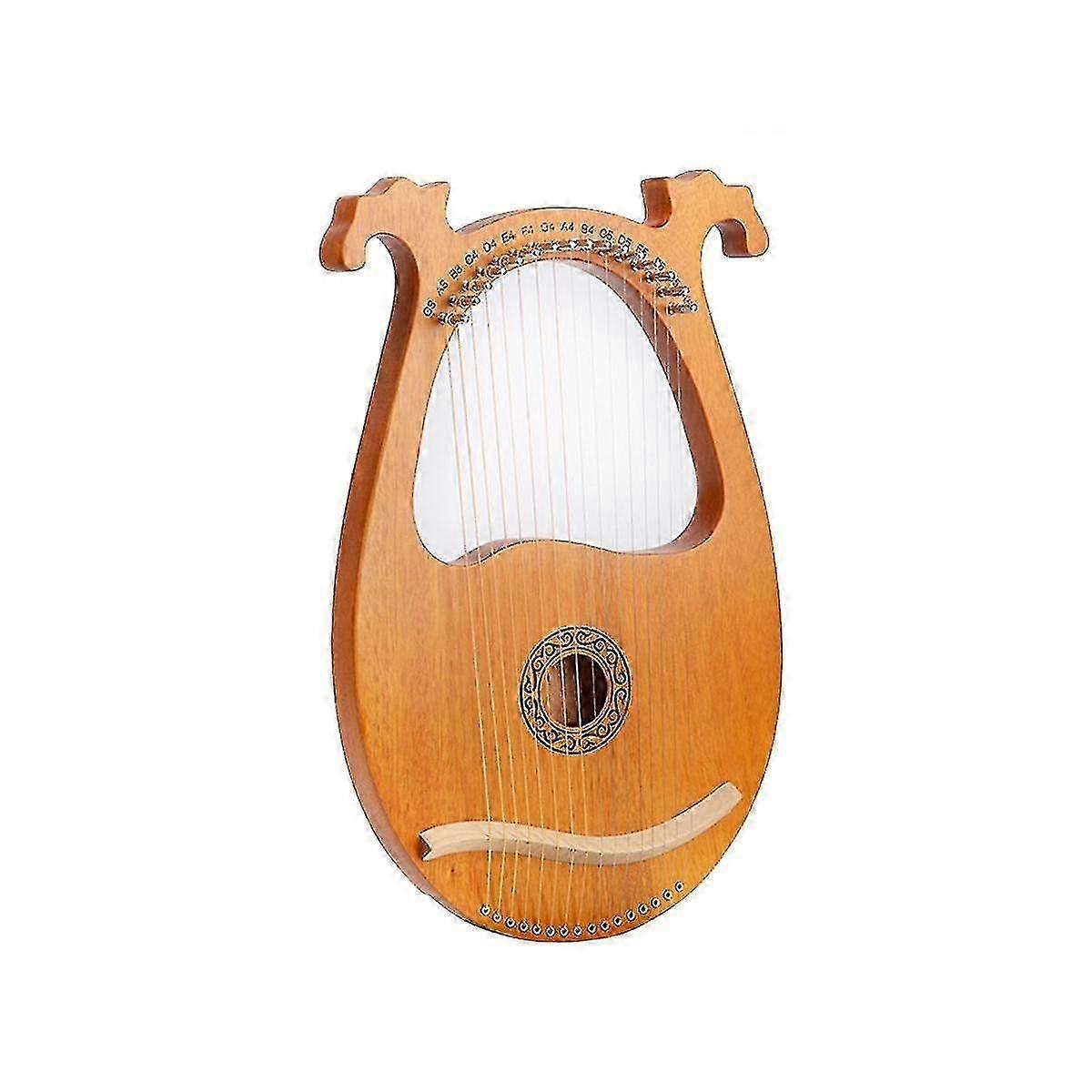 Lyre Harp 16 Strings Wooden Musical Instrument String Instrument with Tuning Wrench Spare Strings W