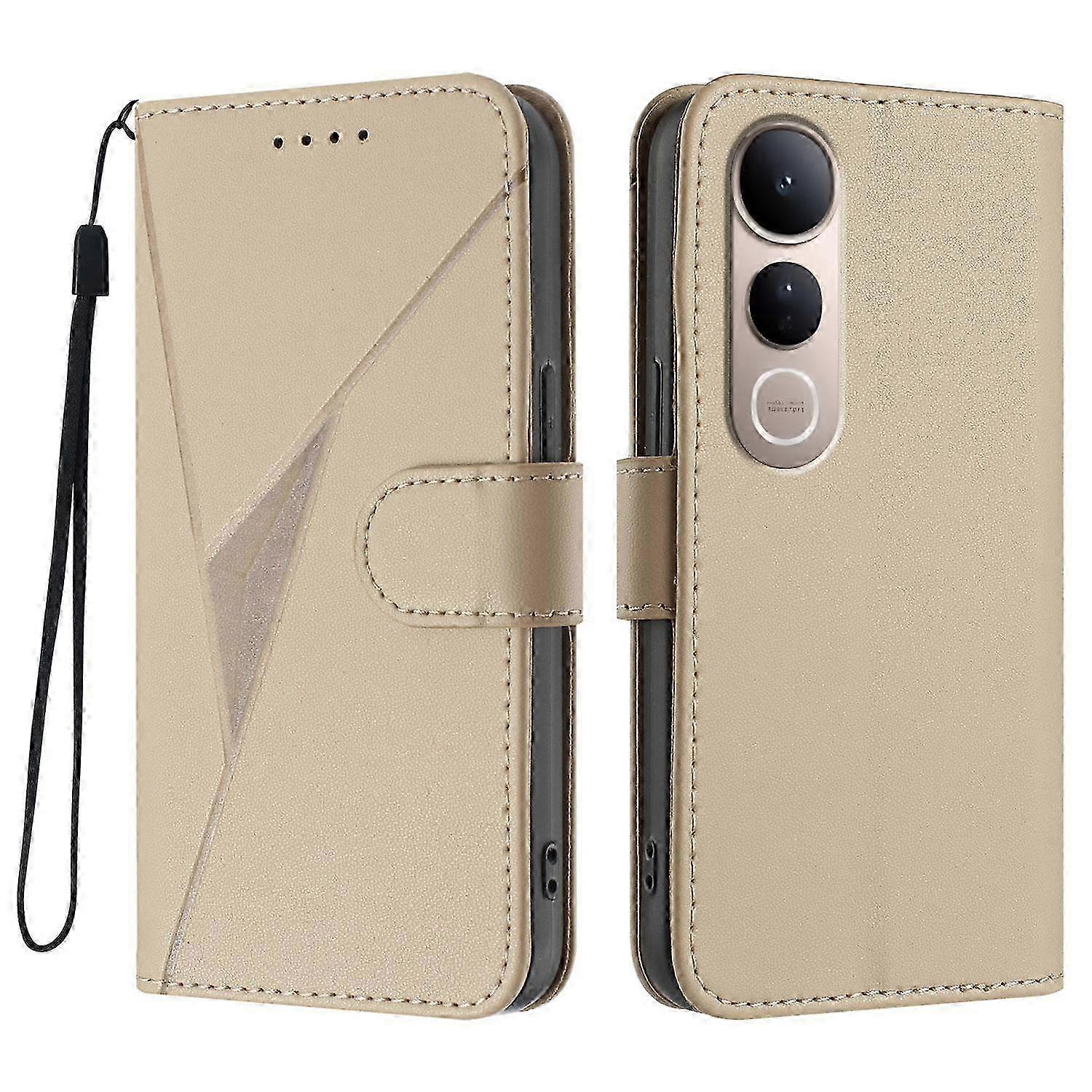 V50 Lite 5G Case with Triangle Pattern Leather Cover and Lanyard Attachment