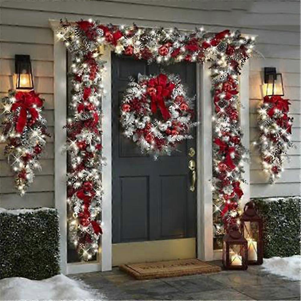 Christmas Red Flocking Garland Christmas Ornament Artificial Wreath