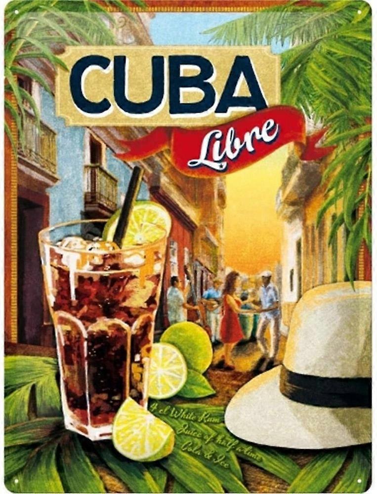 Hliníková cedule Kovová cedule Open Bar - Cuba Libre