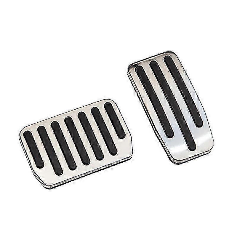Aluminum Alloy Anti-Slip Pedal Set for Cars, Includes 2 Brake and Accelerator Pedals, Designed for Enhanced Grip (Silver)