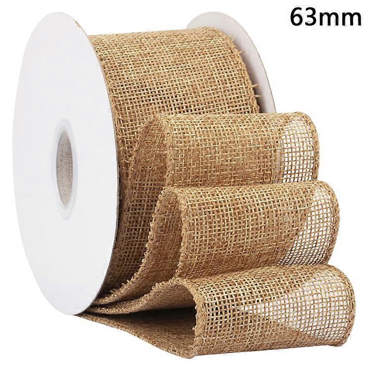 63mm Width Artificial Burlap Ribbon with Wired Edge Christmas Gift Packing DIY Crafts Wrapping Material