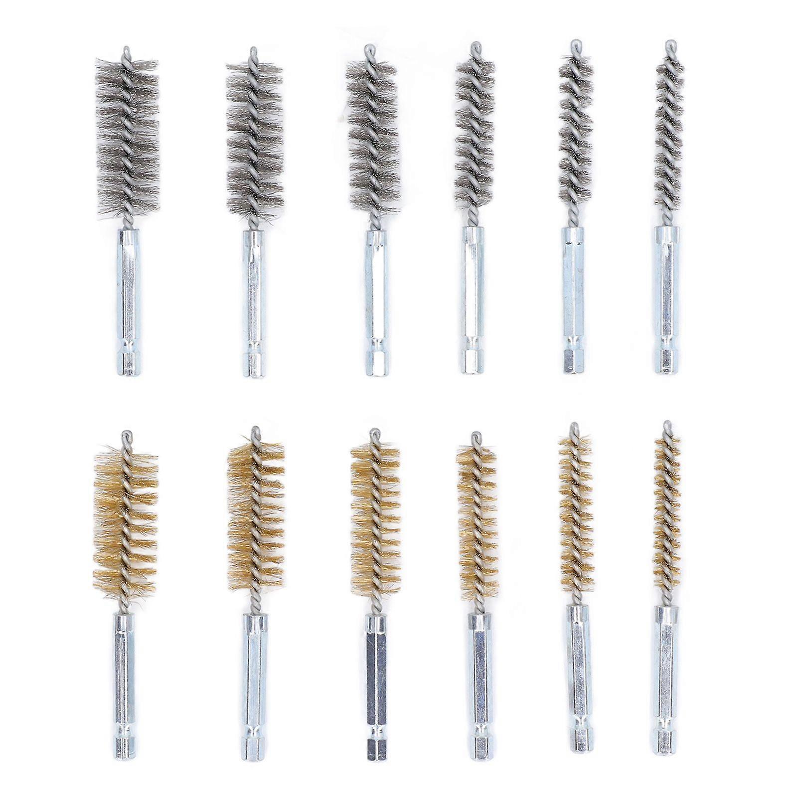 High quality  12pcs/pack Different size bore brushes twisted wire metal cleaning