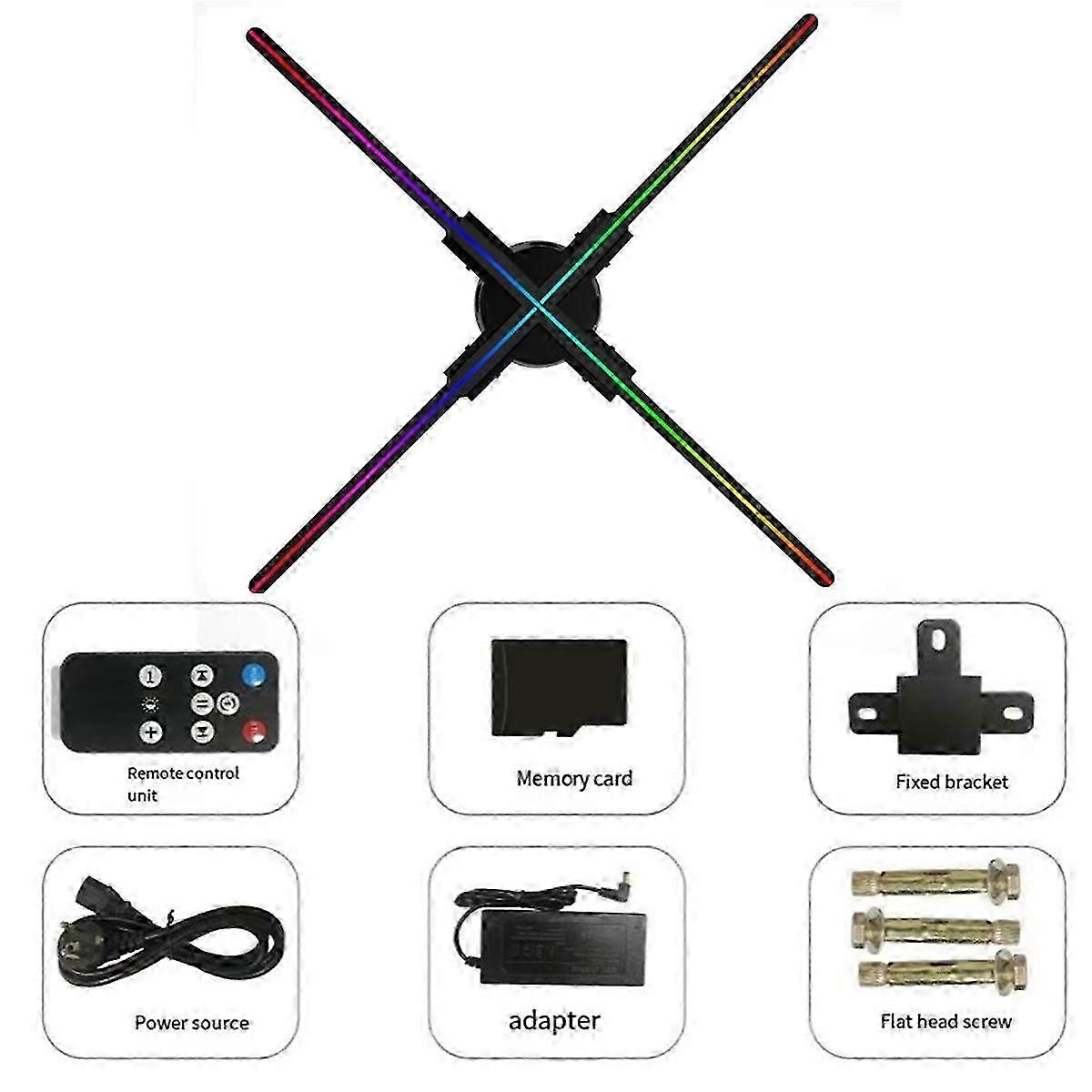 3D Holographic Projector App Control 720led Holographic Player Fan For Image Video Store Advertisin