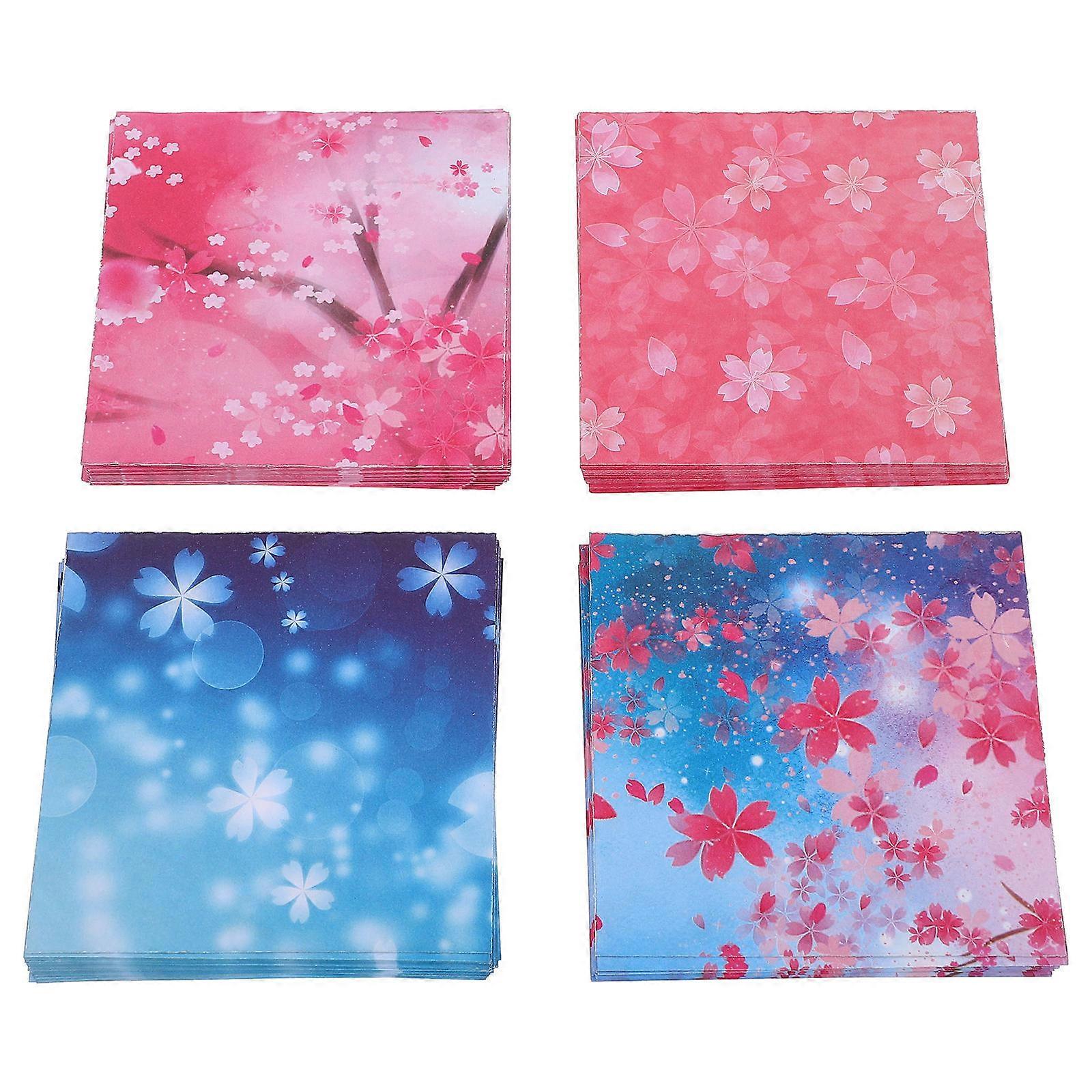 400 Sheets Square Origami Paper with Cherry Blossom Patterns, Soft Thickness, DIY Craft Paper for Kindergarten, Scrapbooking, Handmade Gifts