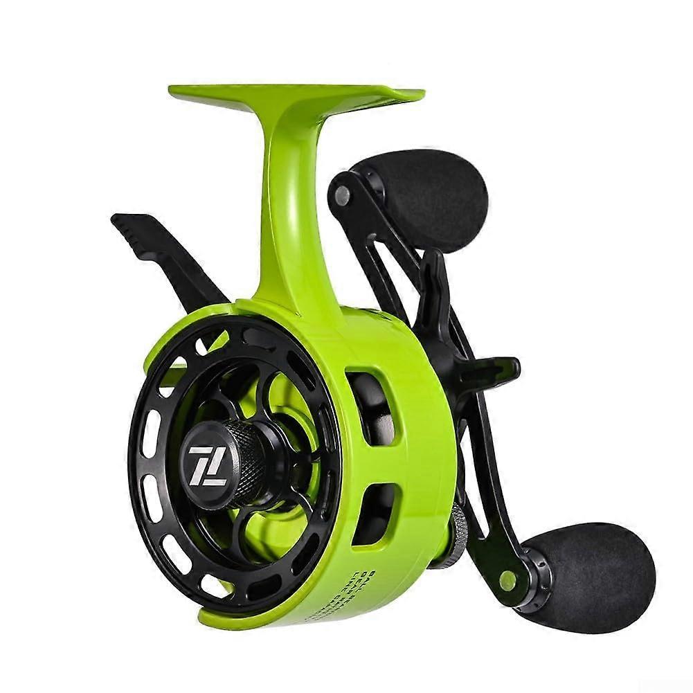 Precision Inline Ice Fishing Reel 3 21 Ratio Line Capacity 0.285mm 100m right hand Yellow green