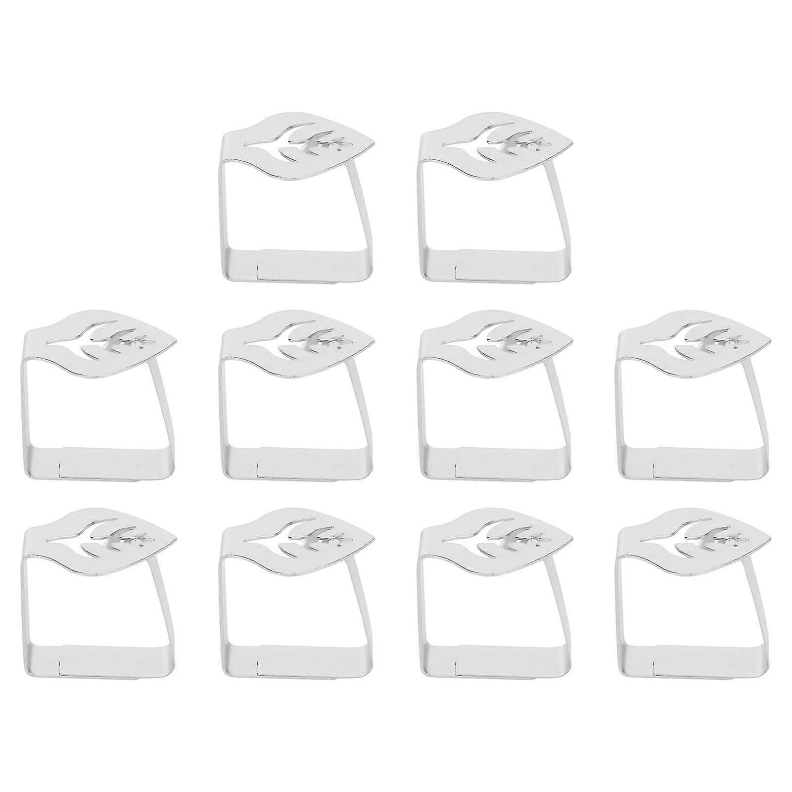 Edelstahltablecloth clips, nonslip multifunctional tablecloth holders in leaf style for family partycaf (Silver)