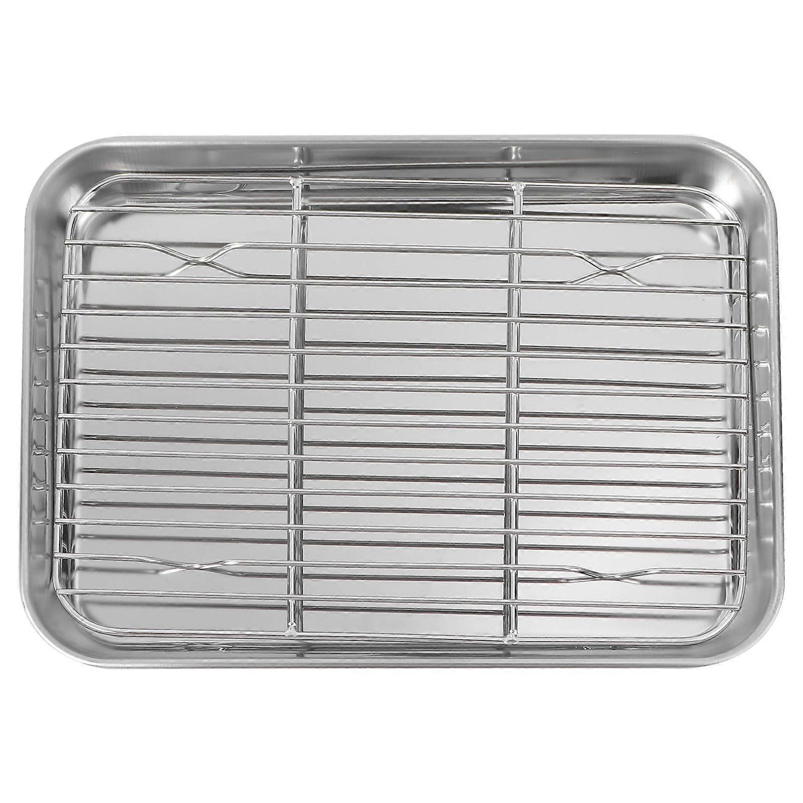 Stainless Steel Drain Oil Grid Rack for Baking Sheets – Easy to Clean, 23x17x2.5cm