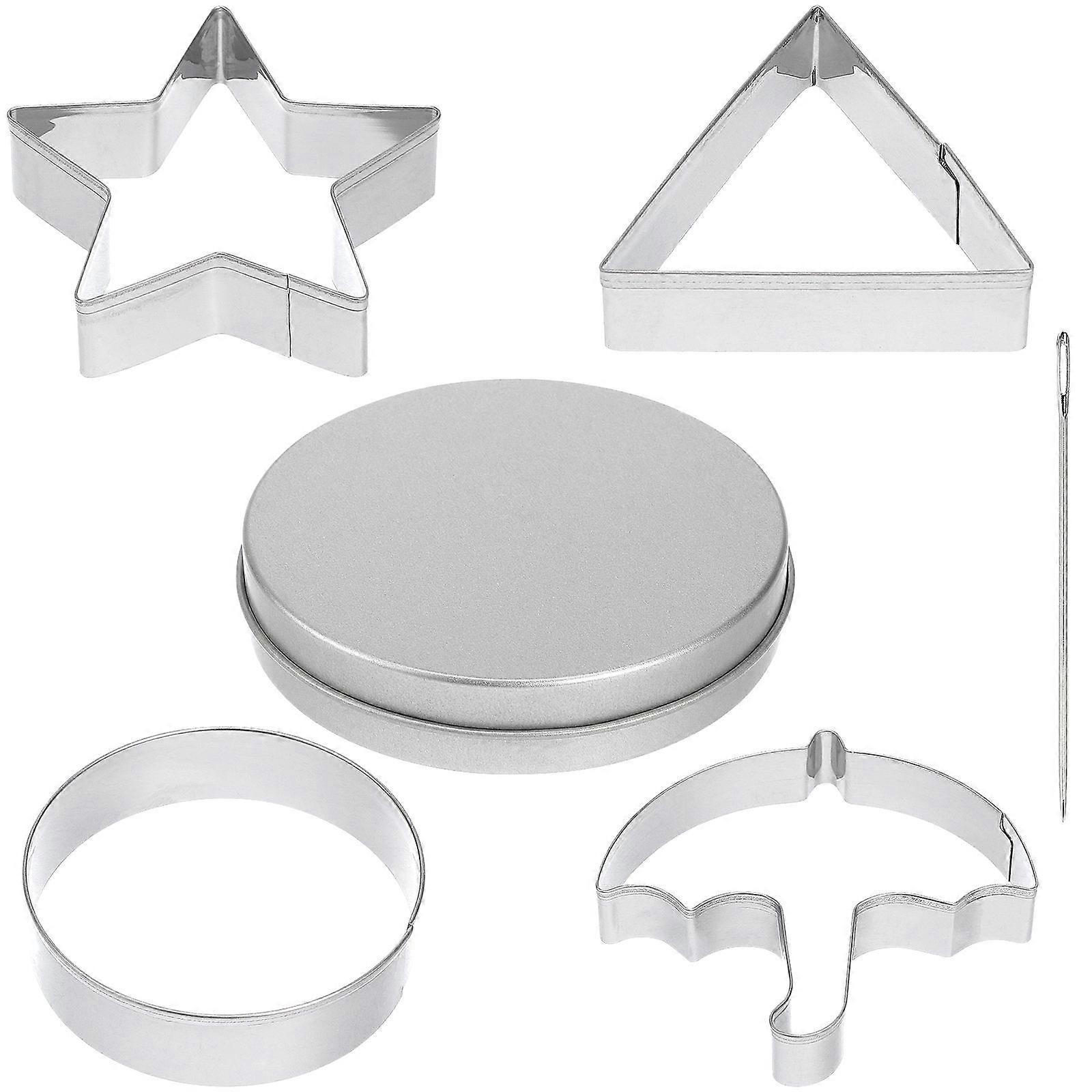 Cookie Making Mold Diy Biscuit Making Tool Silver Round For Christmas Baking 6Pcs