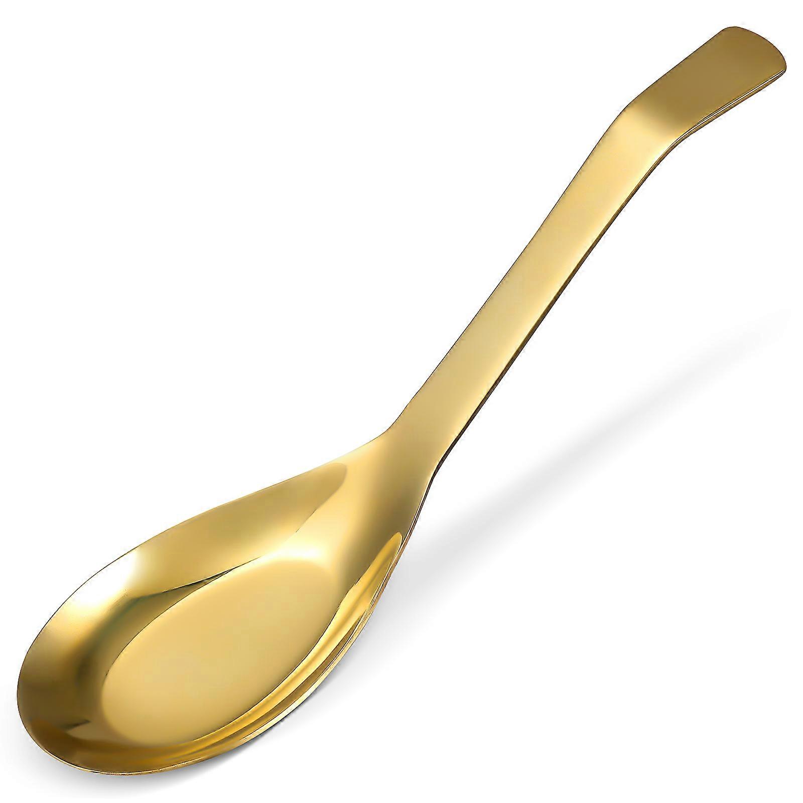 Large Soup Spoon Brass Utensils Multi-Functional Use Daily Cooking 16.5X5CM Golden Long Handle 1Pack
