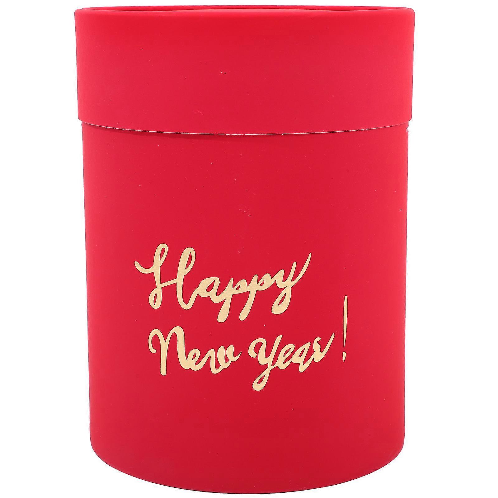 Candy Storage Case Red Biscuit Box Festive Design New Year Celebration Rectangular Shape 1Pc