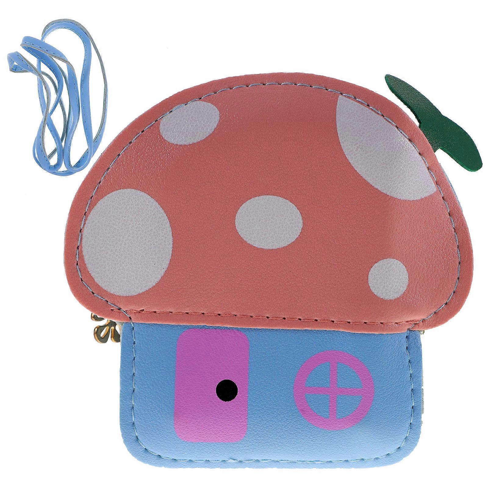 Kids Crossbody Purse Mushroom Shape Shoulder Bag Everyday Use 13x10CM 1Pc