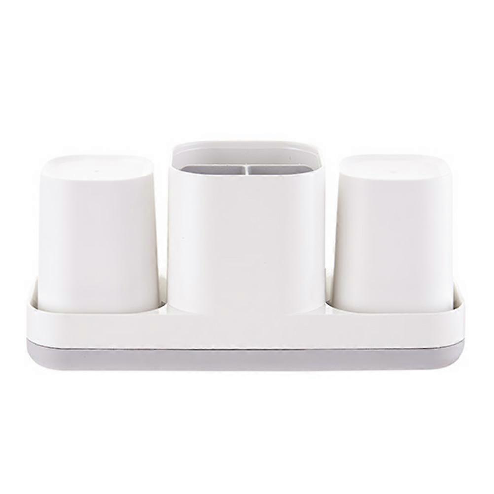 White Toothbrush Holder with Toothpaste Rack for Bathroom Storage Use Made of ABS