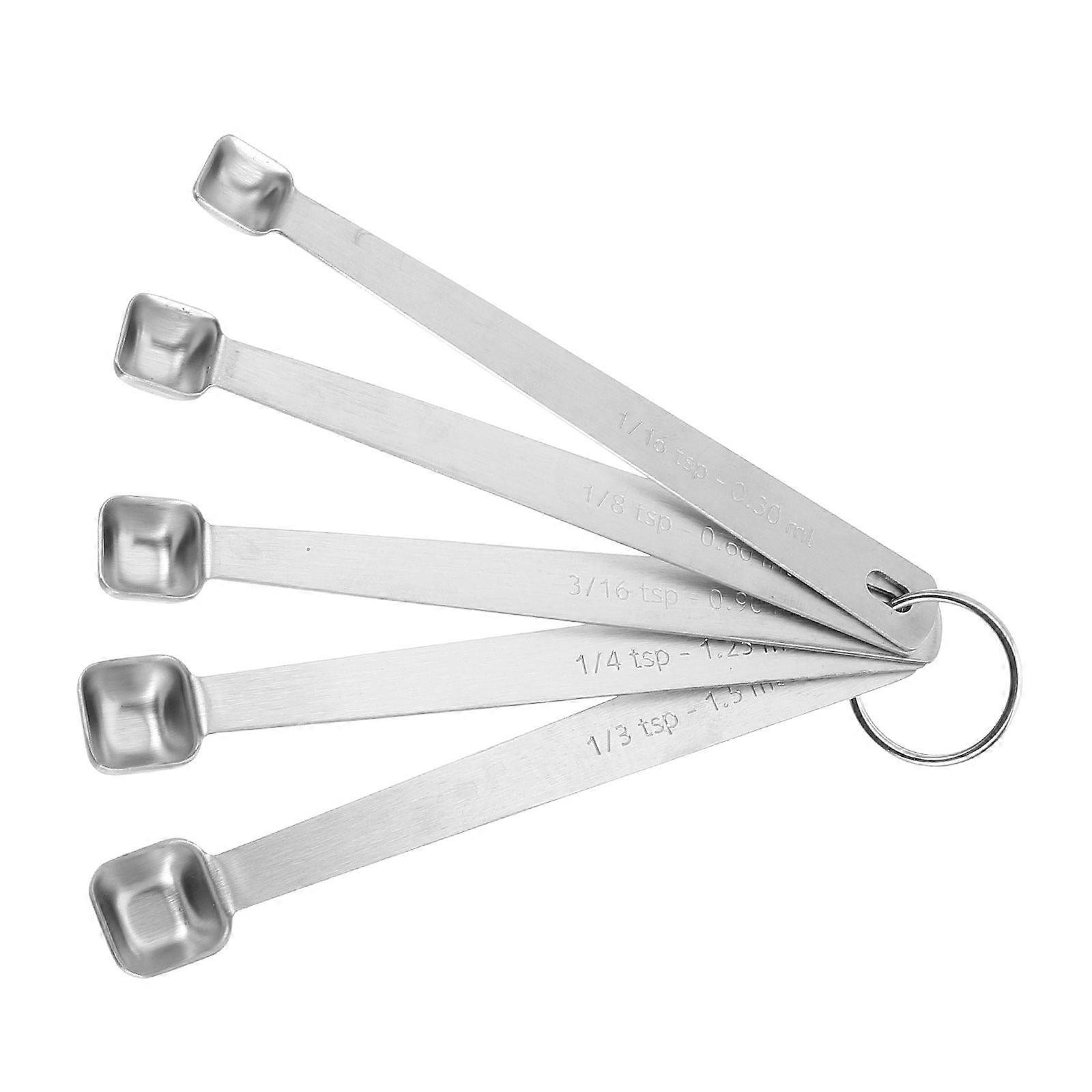 Measuring Spoons Metal Baking Tool Kitchen Bakeware Silver Square 1 Set