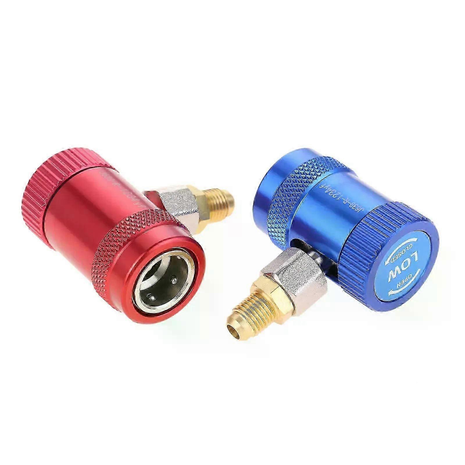 2pcs R-1234yf High and Low Couplers Adjustable Conneter Adapter with 1/4 MaleSuitable for A/C Refrigerants Manifold Gauge Set