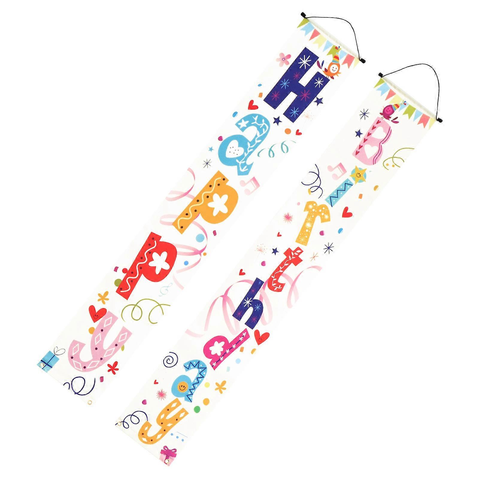 Birthday Party Door Banner Decorative Banner For Birthday Joyful Atmosphere Polyester 180x31cm Photo Prop 1 Pair