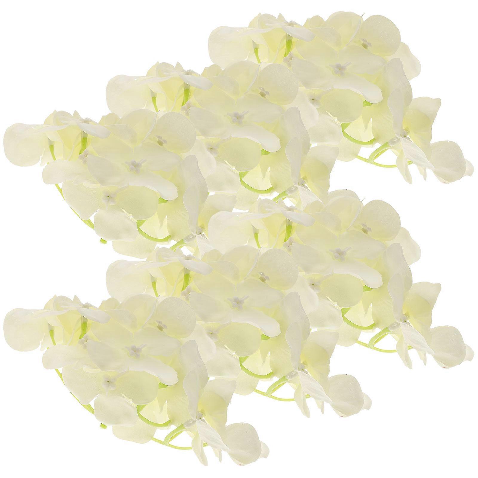 DIY Hydrangea Artificial Flowers Silk Cloth Cream White Round Shape Wedding 6Set