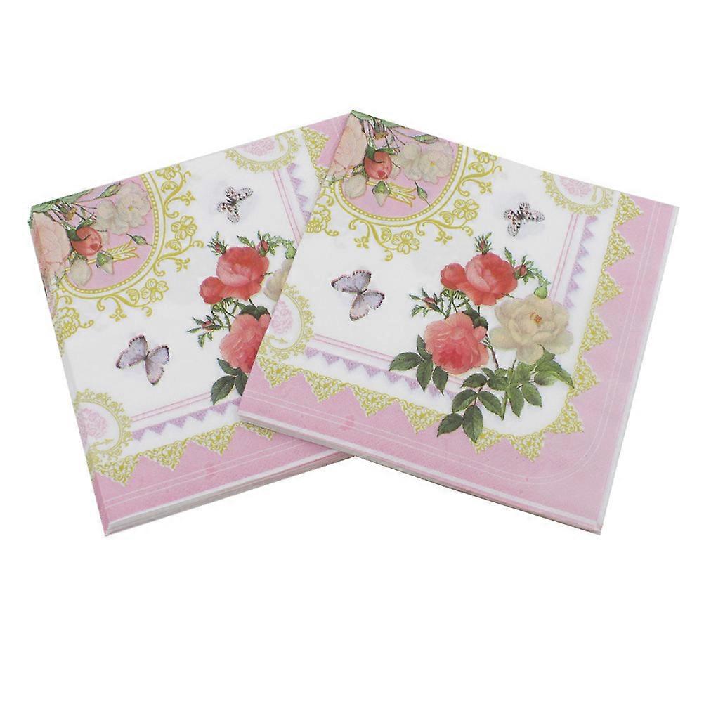 Flower Napkin Disposable Square Multi-Colored 33x33cm Absorbent 20 Sheets