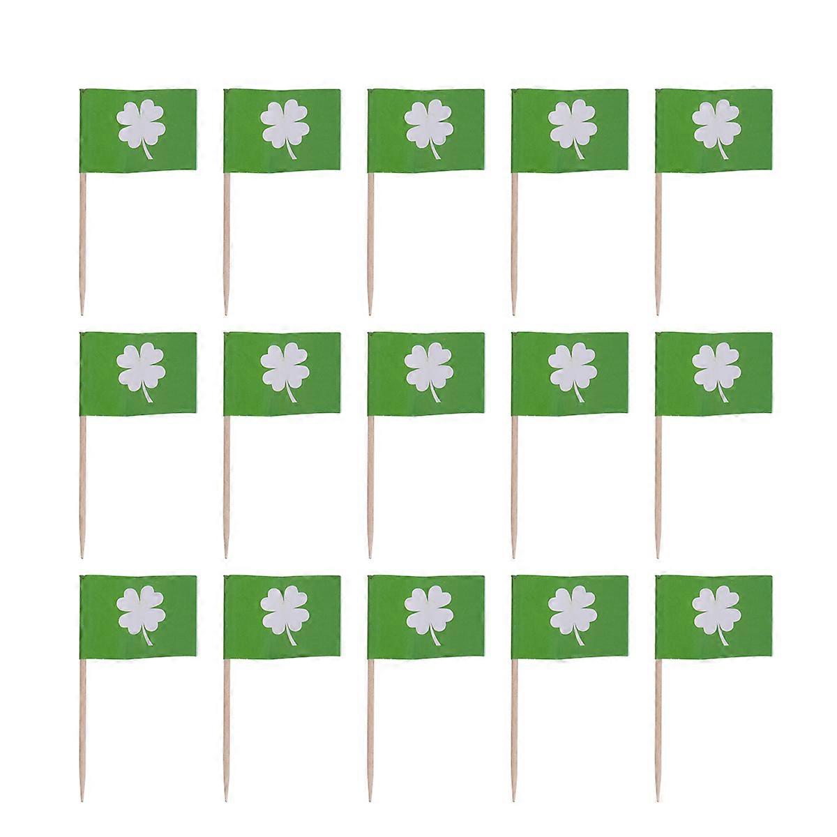 Dessert Toothpick Clover Cake Toppers for Patricks Day Party Cupcakes Bamboo Paper 3.5X2.5cm Cake Embellishment 200Pcs