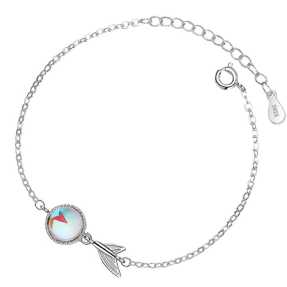 女性ブレスレットフィッシュテールデザインムーンストーンバングル日常生活とパーティーシルバー19.5x1cm 1セット