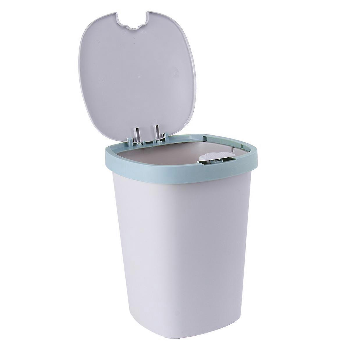 Table Top Trash Can With Lid Push-Button Plastic Trash Can Silent Operation Garbage Bag Compatible For Living Room Kitchen Size 30x23x23cm 1Pack