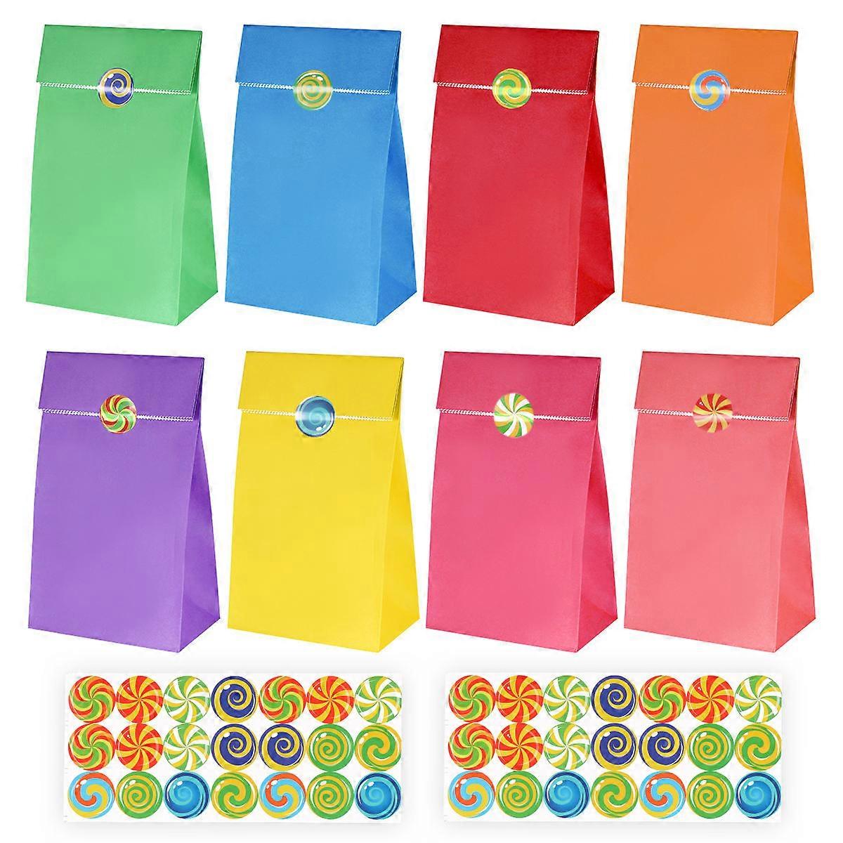 Paper Party Bags For Kids Birthday Tea Party Storage Kraft Paper Square Shape 40Pcs