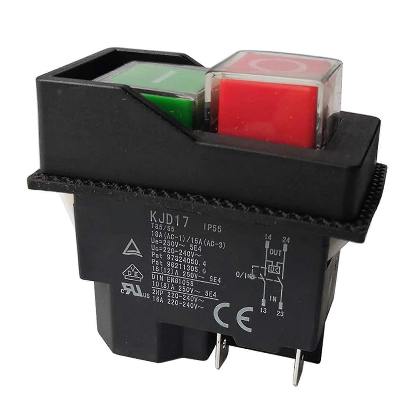 Electromagnetic Switches Pushbutton Switch KJD17 220V 4 Pin Terminals for Garden Tools Heavy-Duty Use