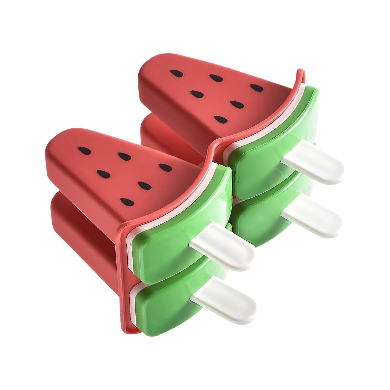 am Stiel Formen  4 Grid watermelon molds, Easy removal foodgrade zer storage container With sticks For pudding yogurt