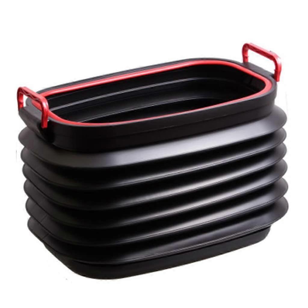 37L Foldable Bucket Ergonomic Handle Storage Box With Telescopic Lid Bin Square Sturdy