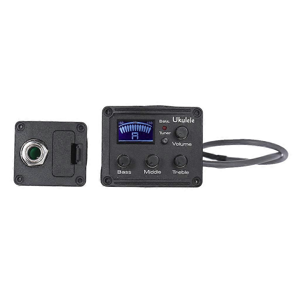 Ukulele Piezo Pickup with LCD Tuner Band Control for Acoustic Folk Guitars – Easy Installation & Precise Tuning Indicator