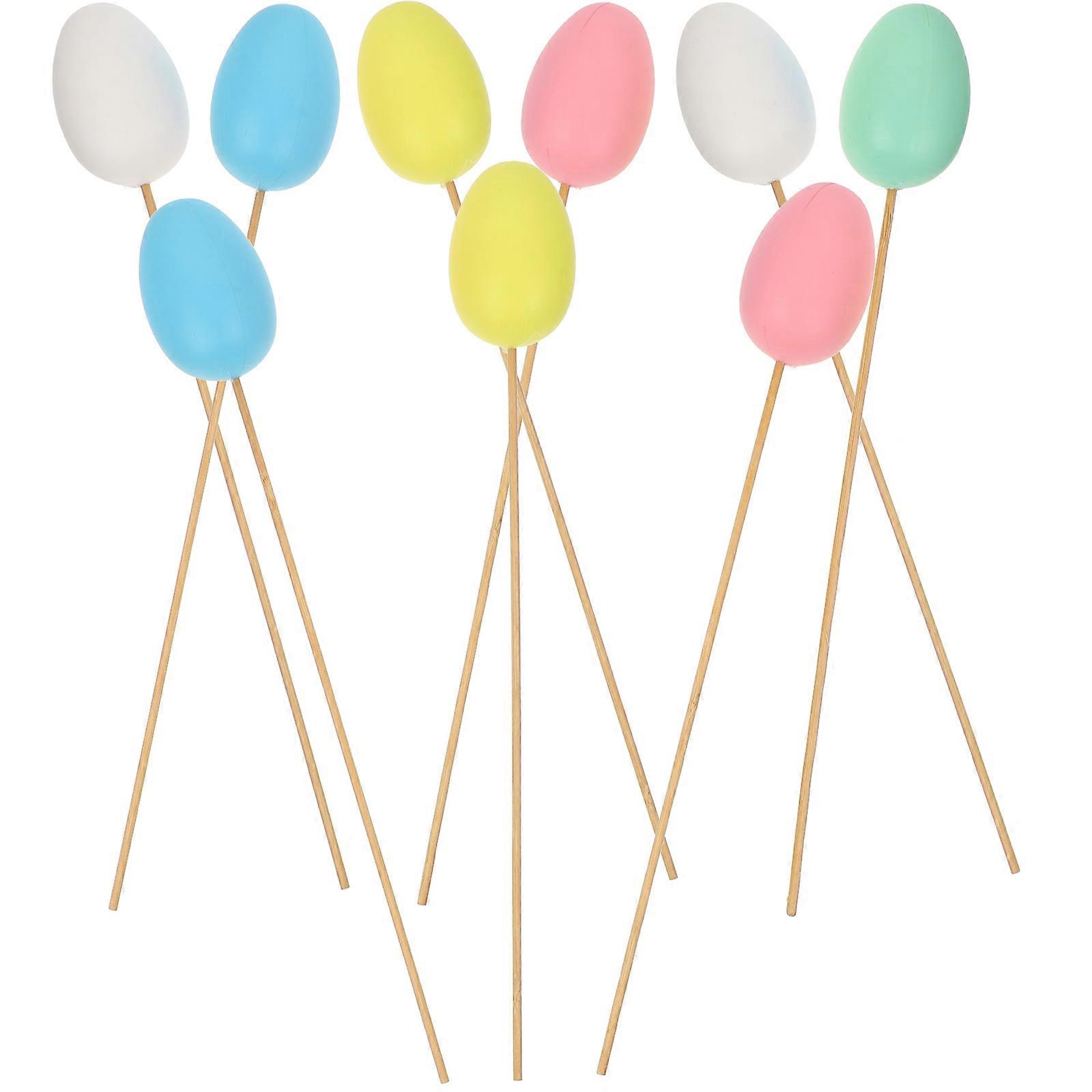 Faux Eggs for Decorating Easter Egg Simulation Eggs with Sticks 9Pcs