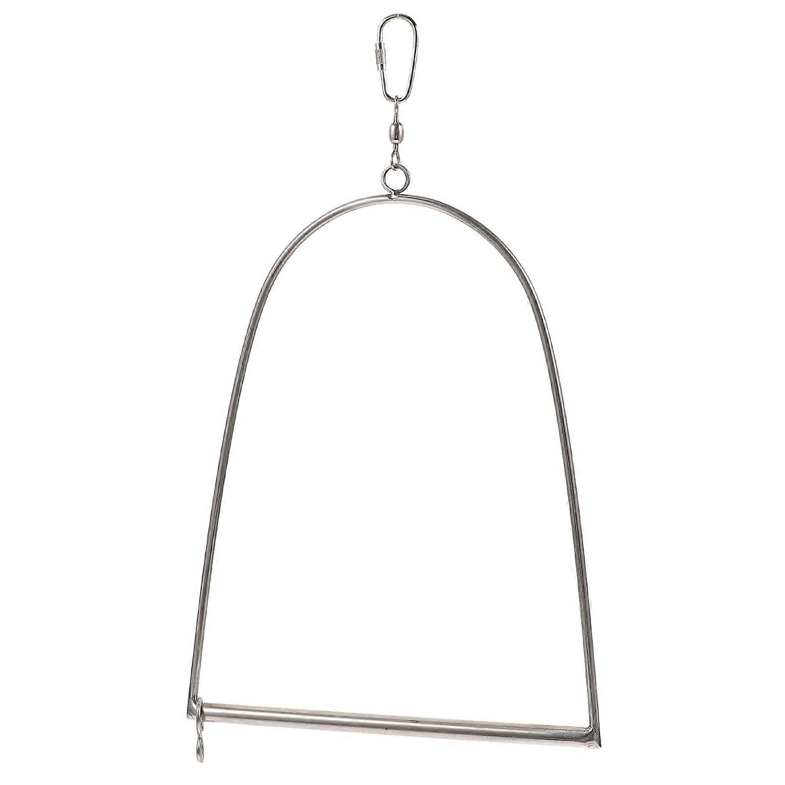 Parrot Hanging Swing Toy Widen Stainless Steel Humming Bird Swing For Bird Enthusiasts Silver 12.58X8.65X0.79in Bird Feeding 1 Piece