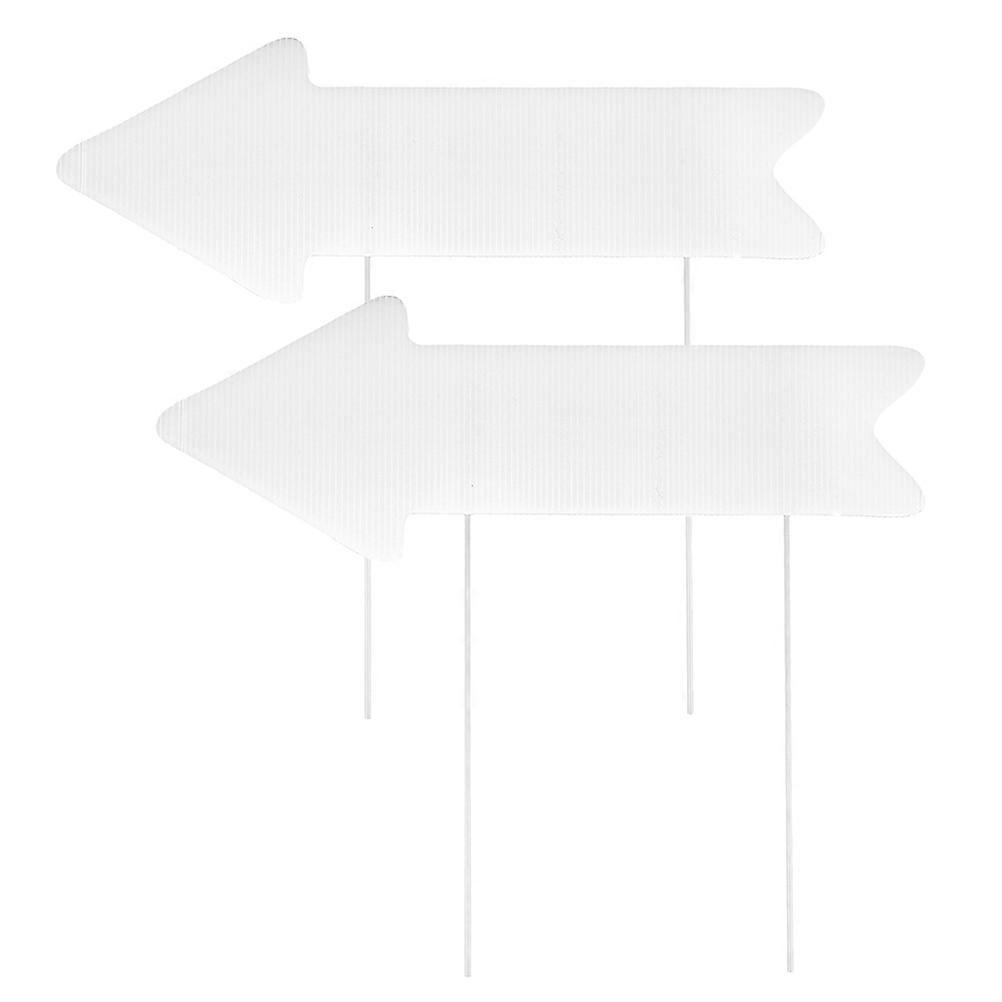 Buiten Patio Borden Lege Pijl Bord Met Stokken Voor Tuinen Diy 44.00X40.00X0.30cm Wit Plastic 2Pcs
