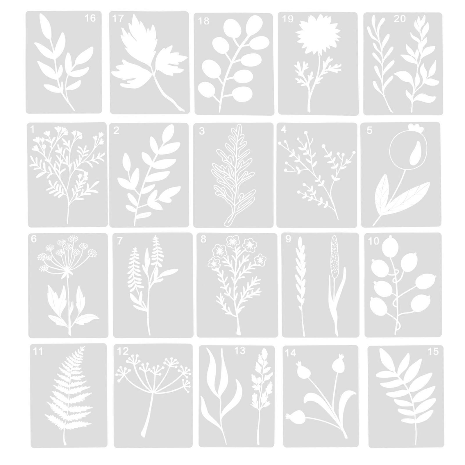 Wall Painting Template Plant Stencils DIY Enthusiasts Transparent 29X21cm 20Pack