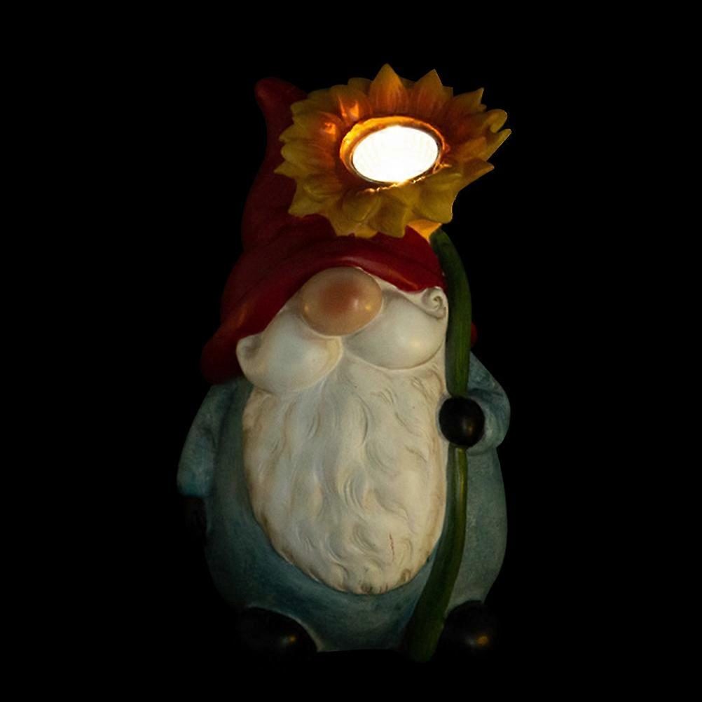 Garden Statues For Outside Resin Gnome Ornament Outdoor Table Lawn Decoration 21x10cm Solar Powered 1Set