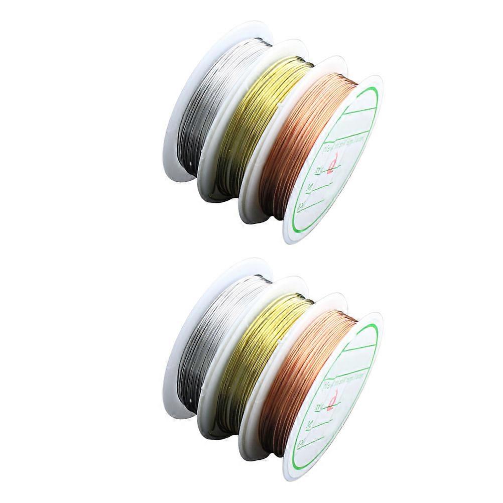 Bead Stringing Wire Copper Jewelry Making Necklace Bracelet Crafting 6 Rolls 1400x0.4x0.4cm Gold