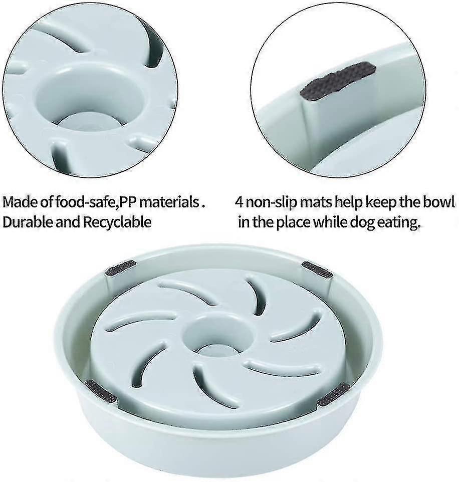 Interactive Bloat Stop Dog Bowl, Non-Slip, Blue