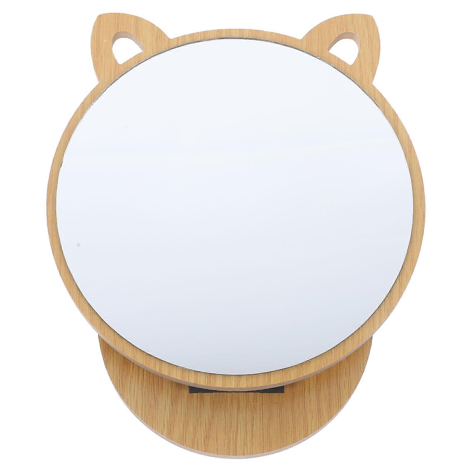 Wooden Desktop Makeup Mirror with High Definition Glass for Bedroom or Office Use – Lightweight and Stylish Design for Makeup Application and Display