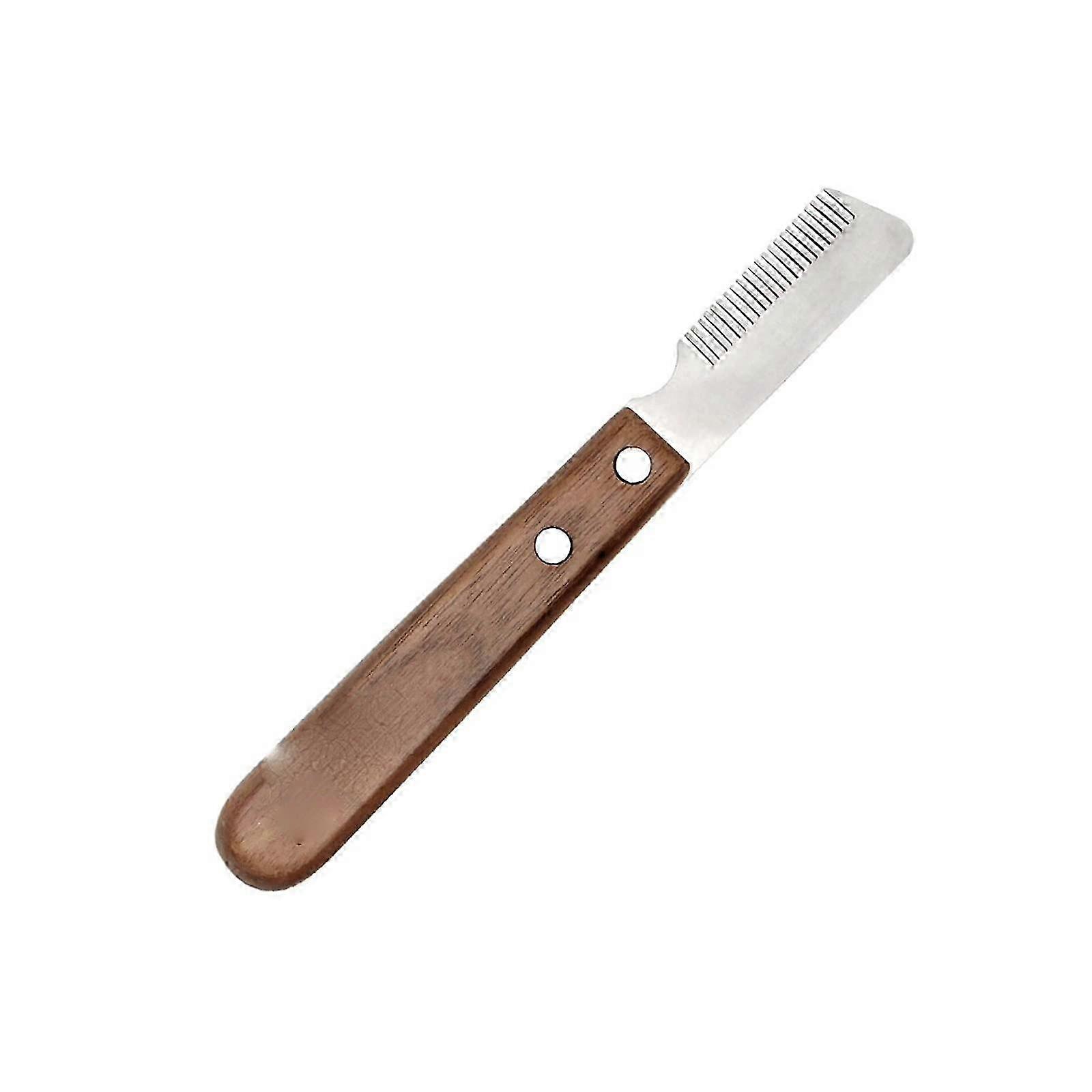 Professional Dog Grooming Comb with Stainless Steel and Wooden Handle for Pet Hair Removal (Medium)