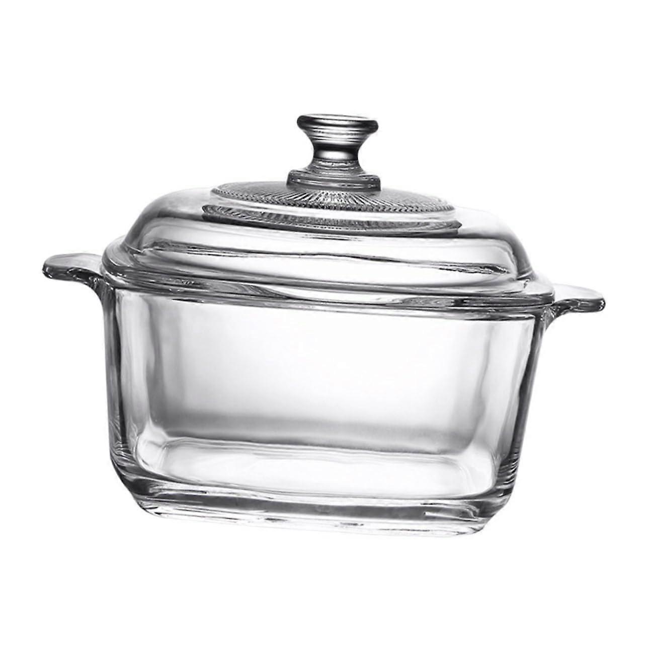 Thickened Glass Bowl with Lid, 2.5 Quart Ovenproof Transparent Dish for Casseroles, Microwave Safe Storage