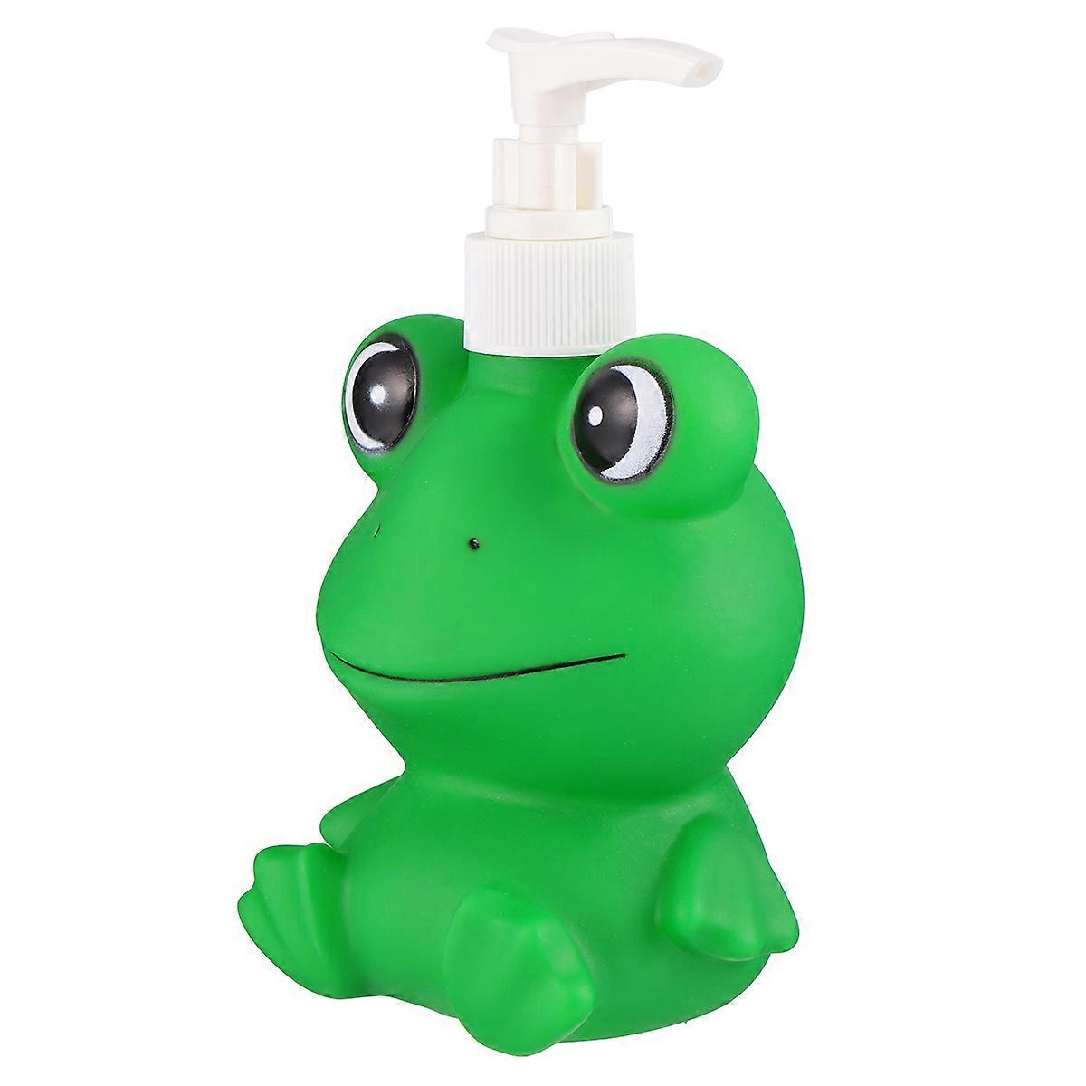 Cartoon Press Pump Bottle Green Frog Multifunctional Lotion Dispenser for Shampoo, Body Wash, Hand Soap, Refillable Safe Container for Kids