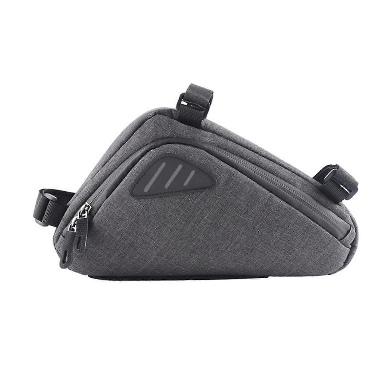 Bicycle Triangle Bag Waterproof Gray Reflective Bike Frame Bag for Cycling, Versatile Saddle Storage, Lightweight Design