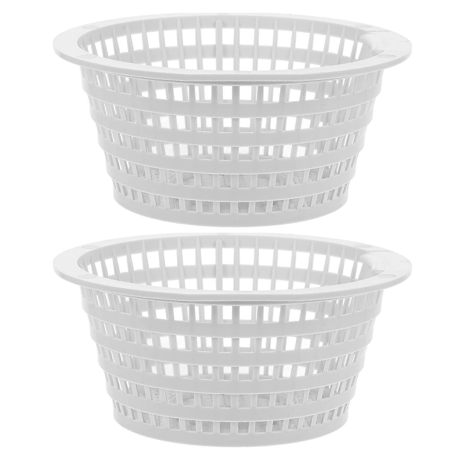 Swimming Pool Skimmer Basket Filter for Pool Pump 2Pcs White ABS