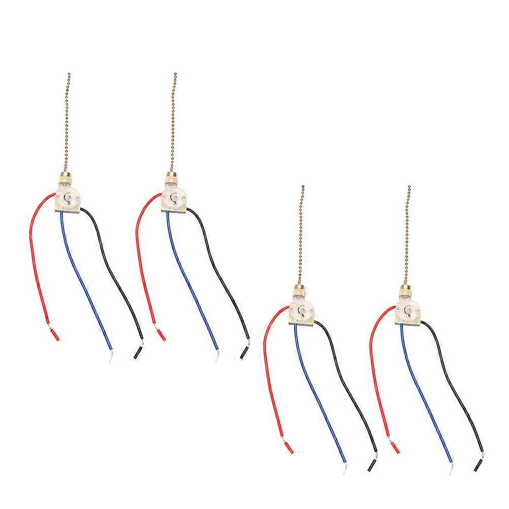Electrical Pull Chain Ceiling Control Home Use 13X2.5X1.5CM Copper 3 Levels Adjustable 4Pcs