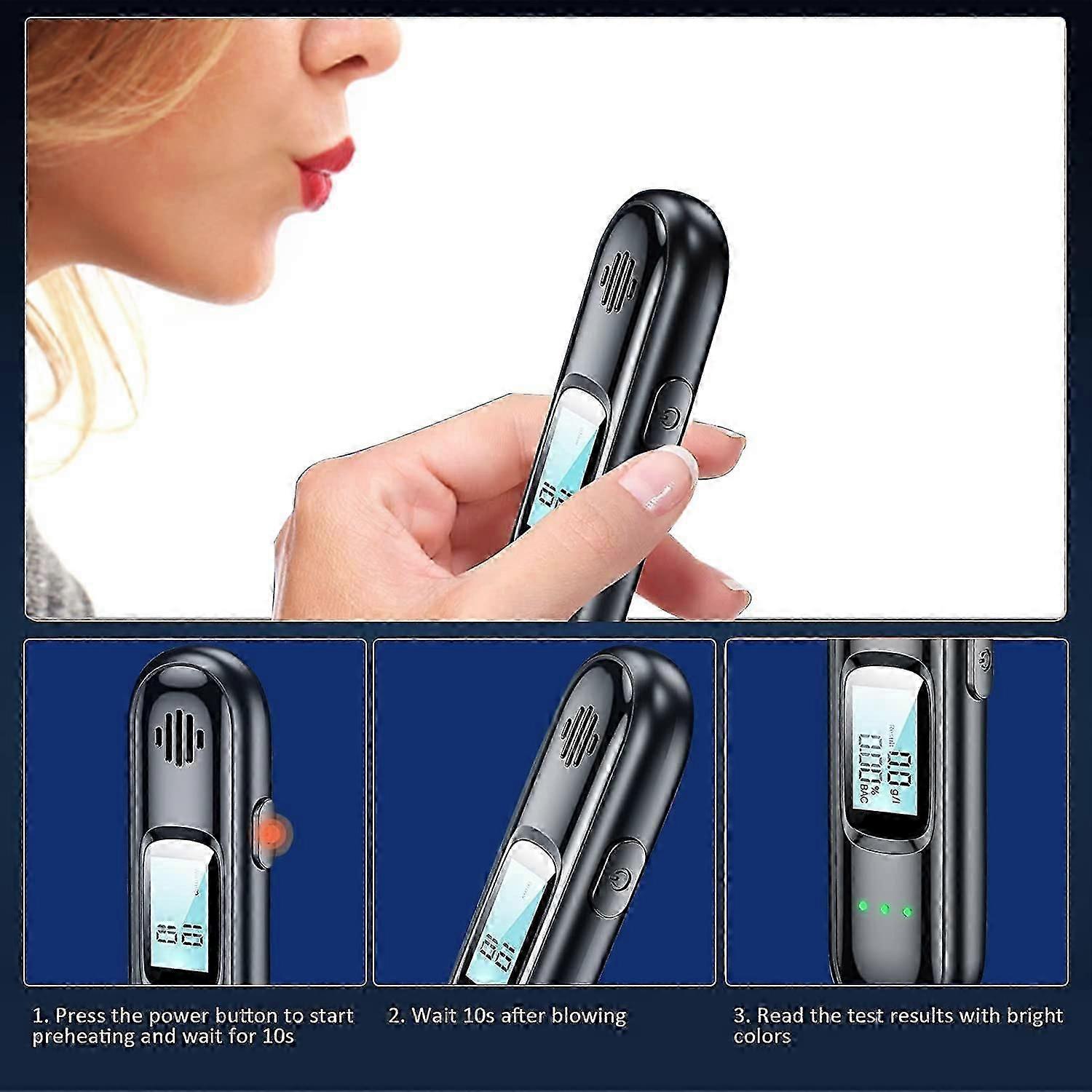 Ethylotest Electronic Ethylotest, Portable Electronic Ethylotest with LCD Display, Rechargeable Portable Electronic Ethylotest