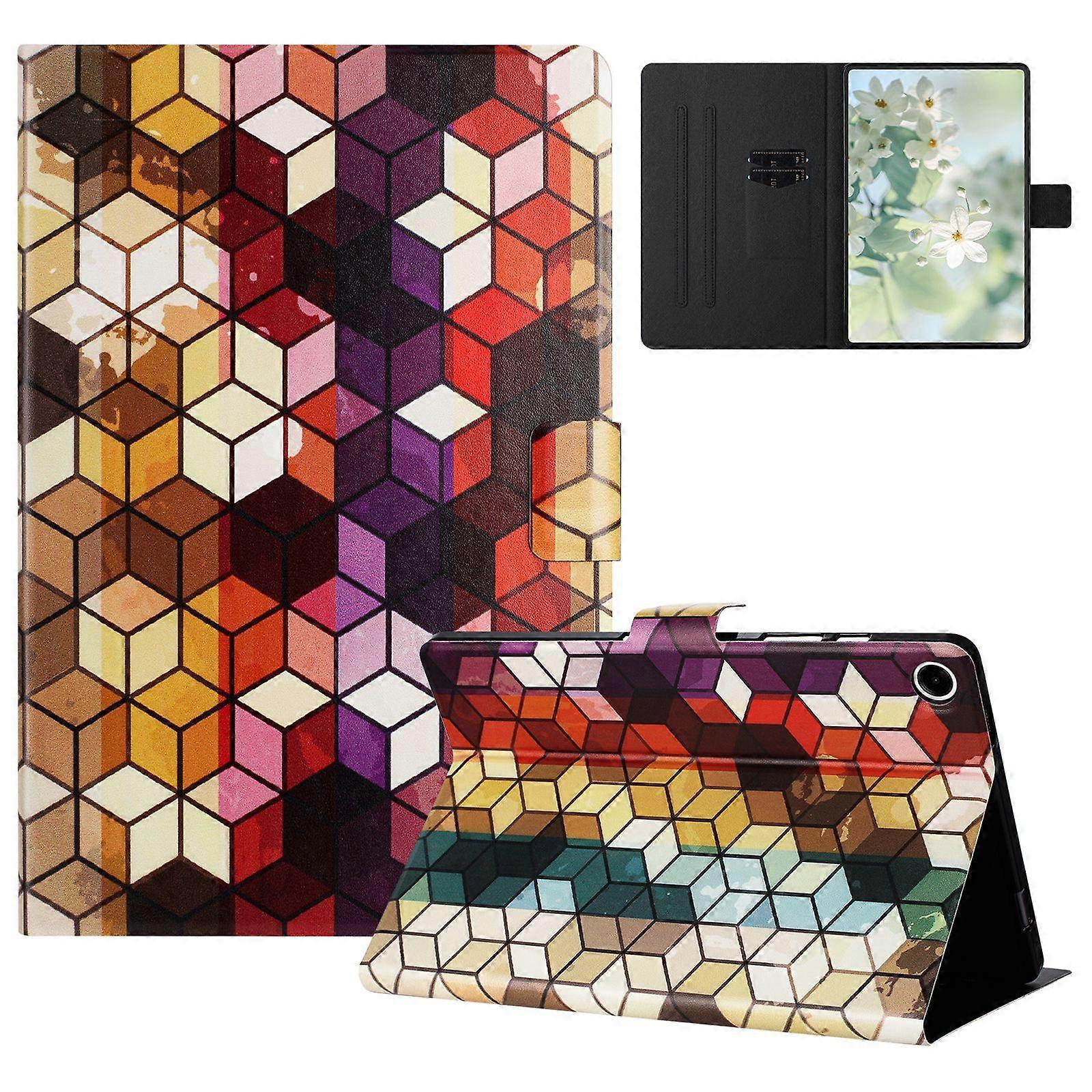 For Samsung Galaxy Tab A9+(Plus) SM-X210/ X216/ X218 Case Pattern Printed Stand Litchi Texture Leather Tablet Cover with Card Slots