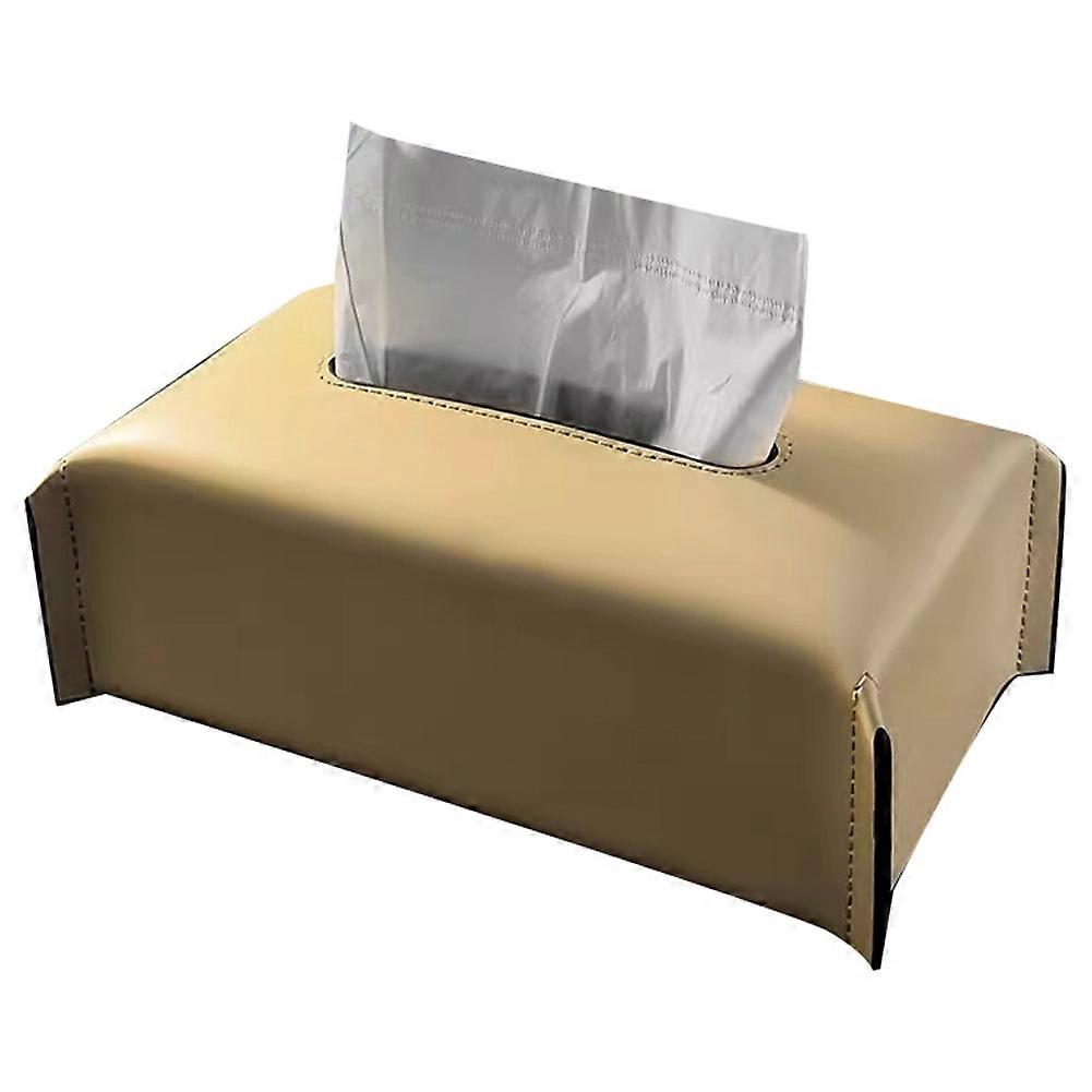 Tissue Box Synthetic Leather Napkin Case Living Room Tissue Paper Holder Desktop Home Tabletop Decoration Milk Tea
